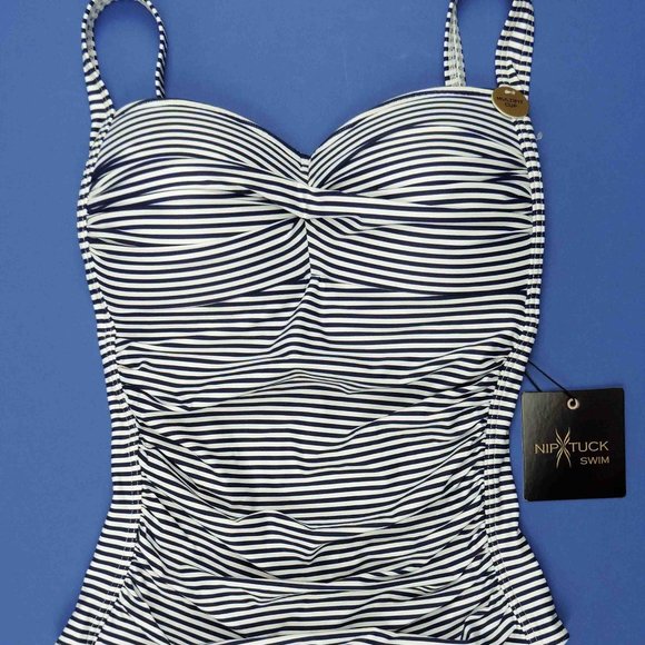 Nip Tuck Swim MultiCup Bra Striped Swimsuit - Picture 1 of 4